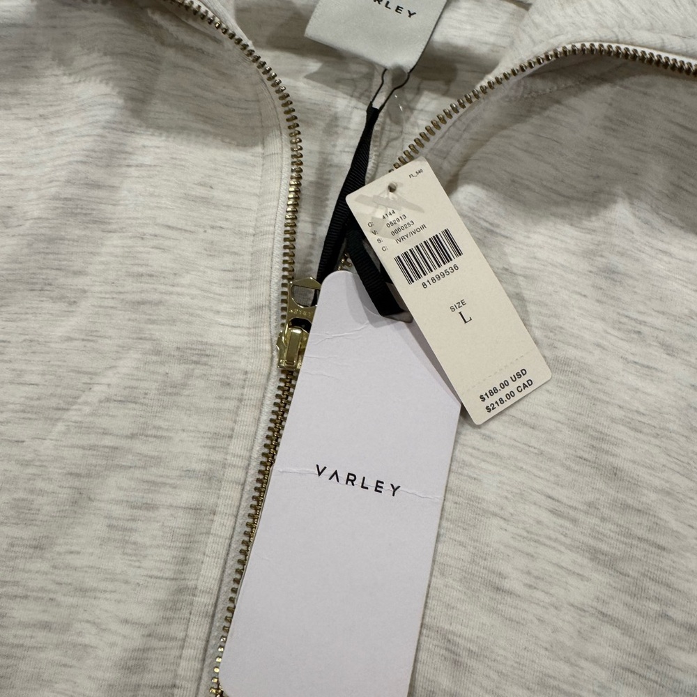 VARLEY Caldwell Playsuit 5 inches Ivory Marl Shorts Wide zip collar NWT LARGE - Picture 4 of 7